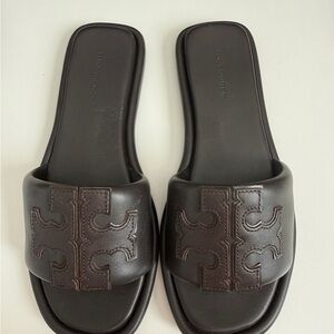 Tory Burch Dark Brown Sport Slides